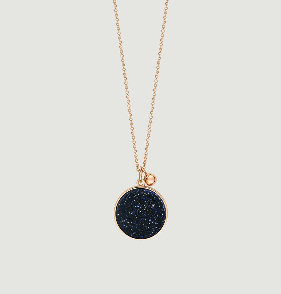 Collier chaîne or rose Ever Blue Sand Stone Disc Or Rose Ginette NY |  L\'Exception | Silberketten
