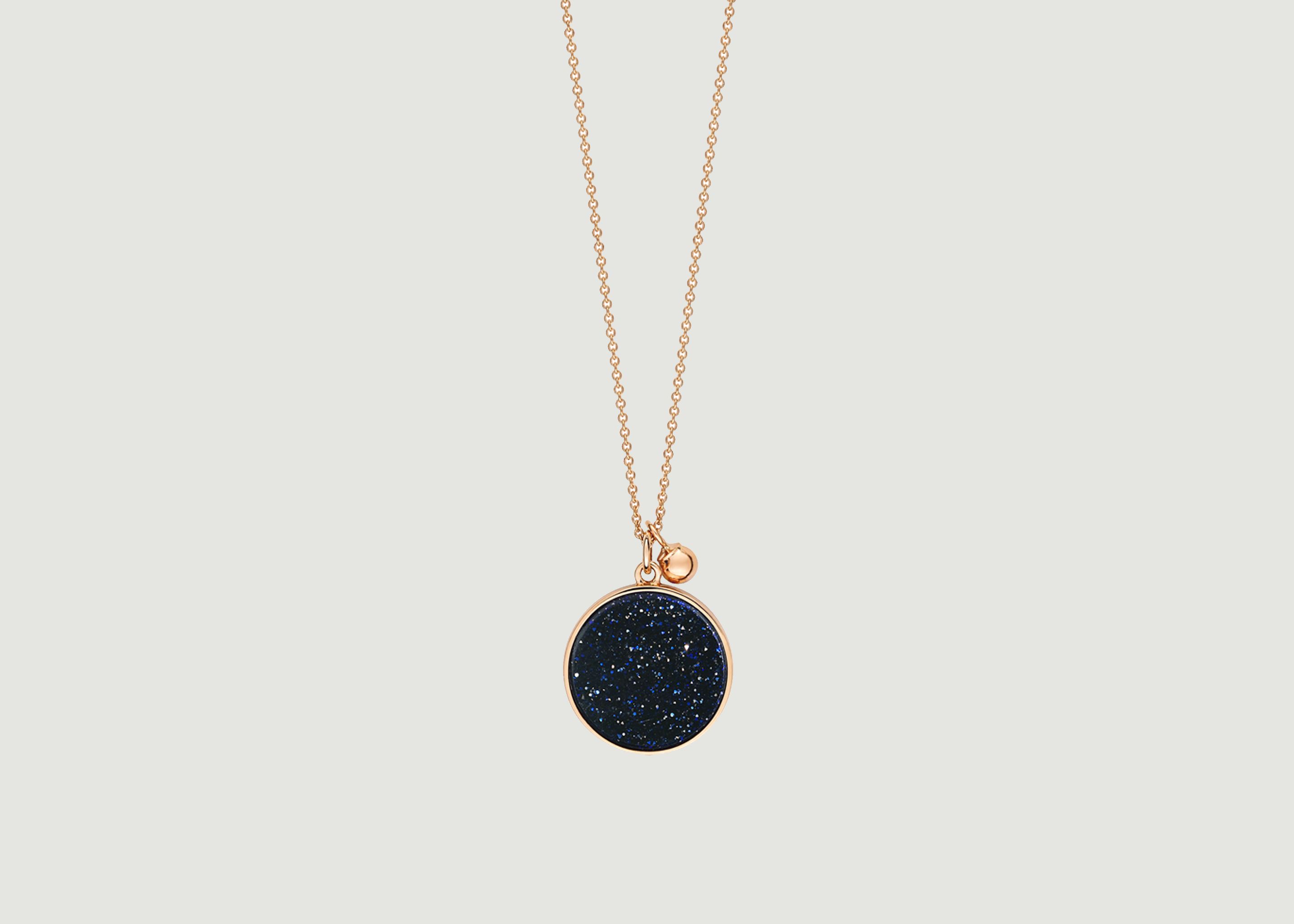 Collier chaîne or rose Ever Blue Sand Stone Disc - Ginette NY
