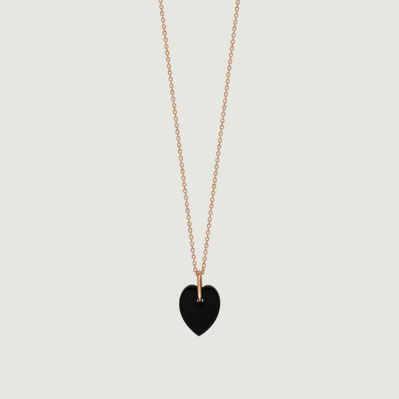 Onyx Mini Heart Necklace - Ginette NY