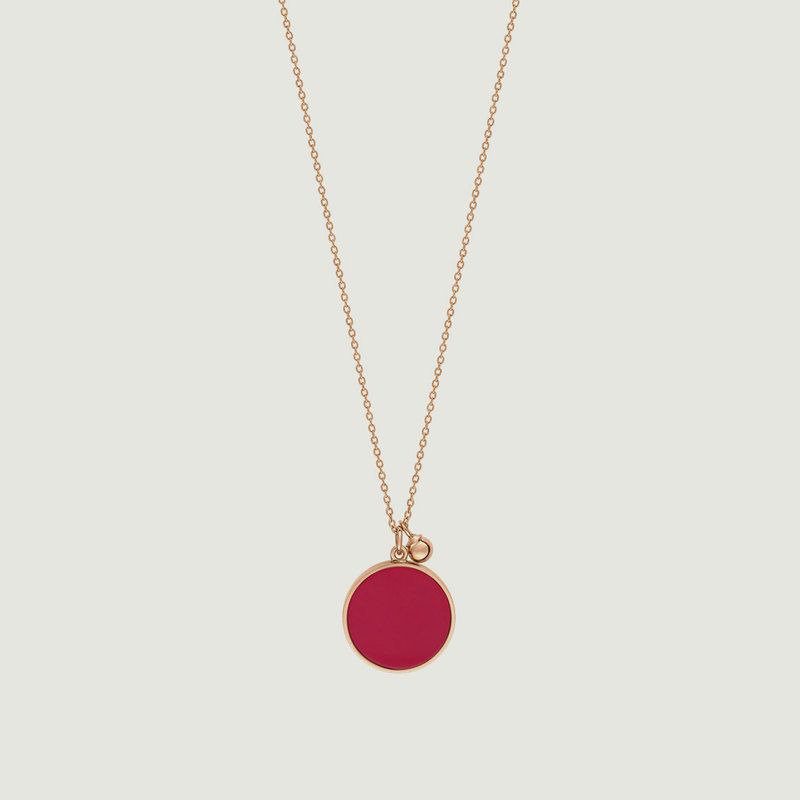 Collier Maria Coral Disc on Chain - Ginette NY