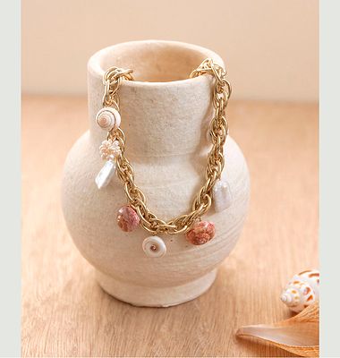 Collier chaîne ras-de-cou avec coquillages et perles Ali