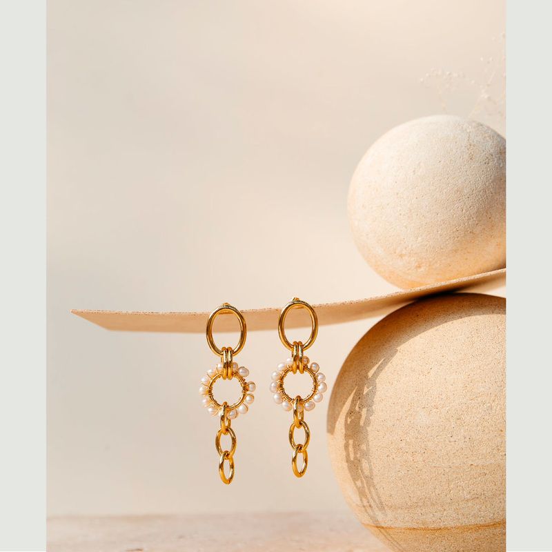 Louisa pendant earrings with pearls - Gisel B.