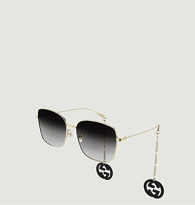 Square sunglasses with logo charms