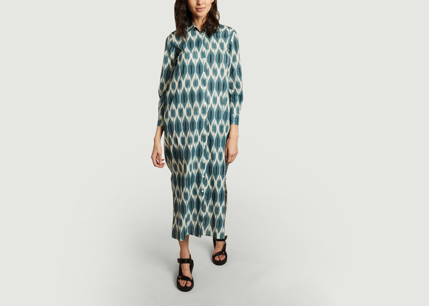 Robe-chemise longue imprimée en coton Reaction Ikat - Hartford