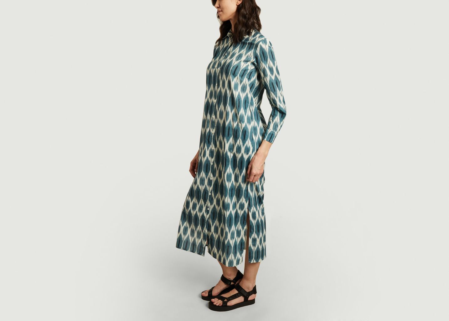 Robe-chemise longue imprimée en coton Reaction Ikat - Hartford