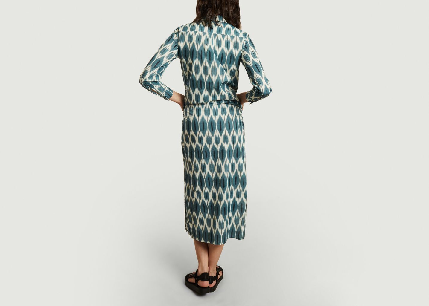 Robe-chemise longue imprimée en coton Reaction Ikat - Hartford