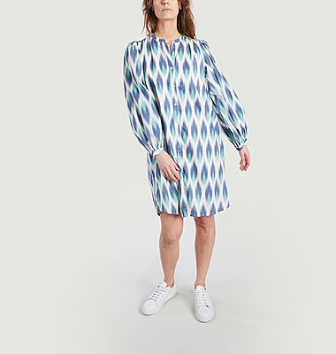 Loose-fitting dress with Ikat Ready print