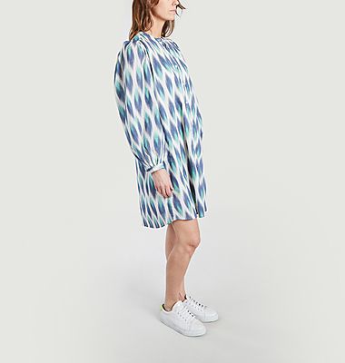 Loose-fitting dress with Ikat Ready print