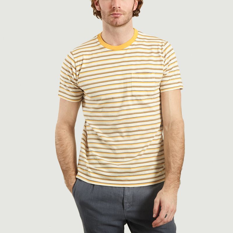 Striped cotton t-shirt with pocket 