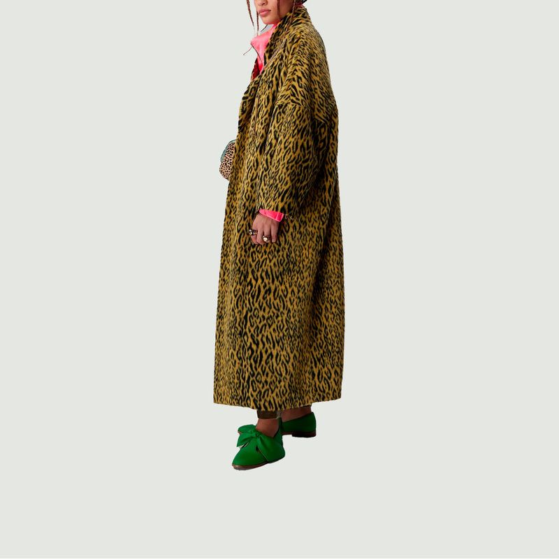 Eren Coat In Yellow Woolen Leopard - Heimstone