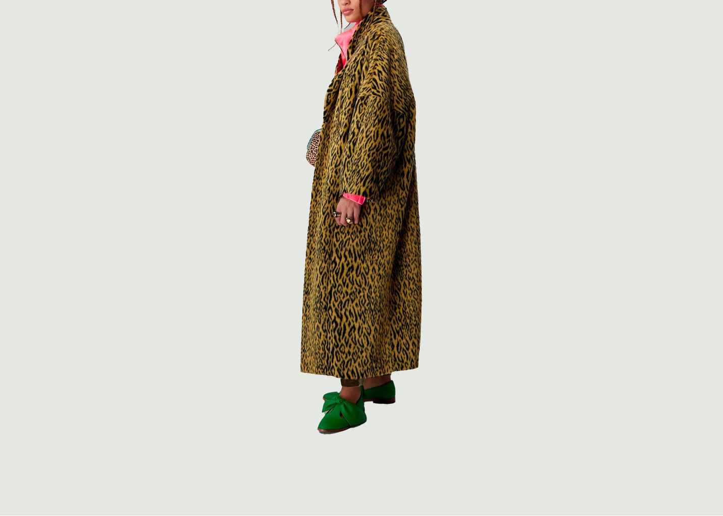 Eren Coat In Yellow Woolen Leopard - Heimstone
