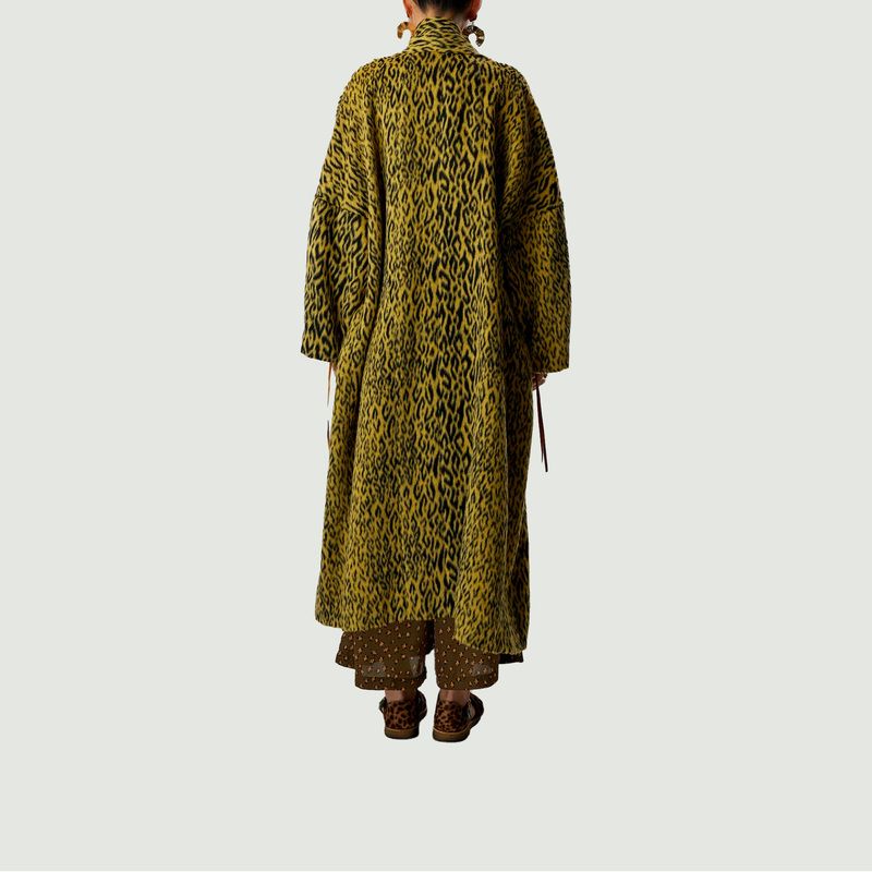 Eren Mantel aus gelber Wolle mit Leopardenmuster - Heimstone