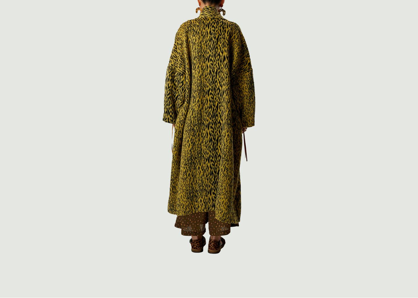 Eren Mantel aus gelber Wolle mit Leopardenmuster - Heimstone