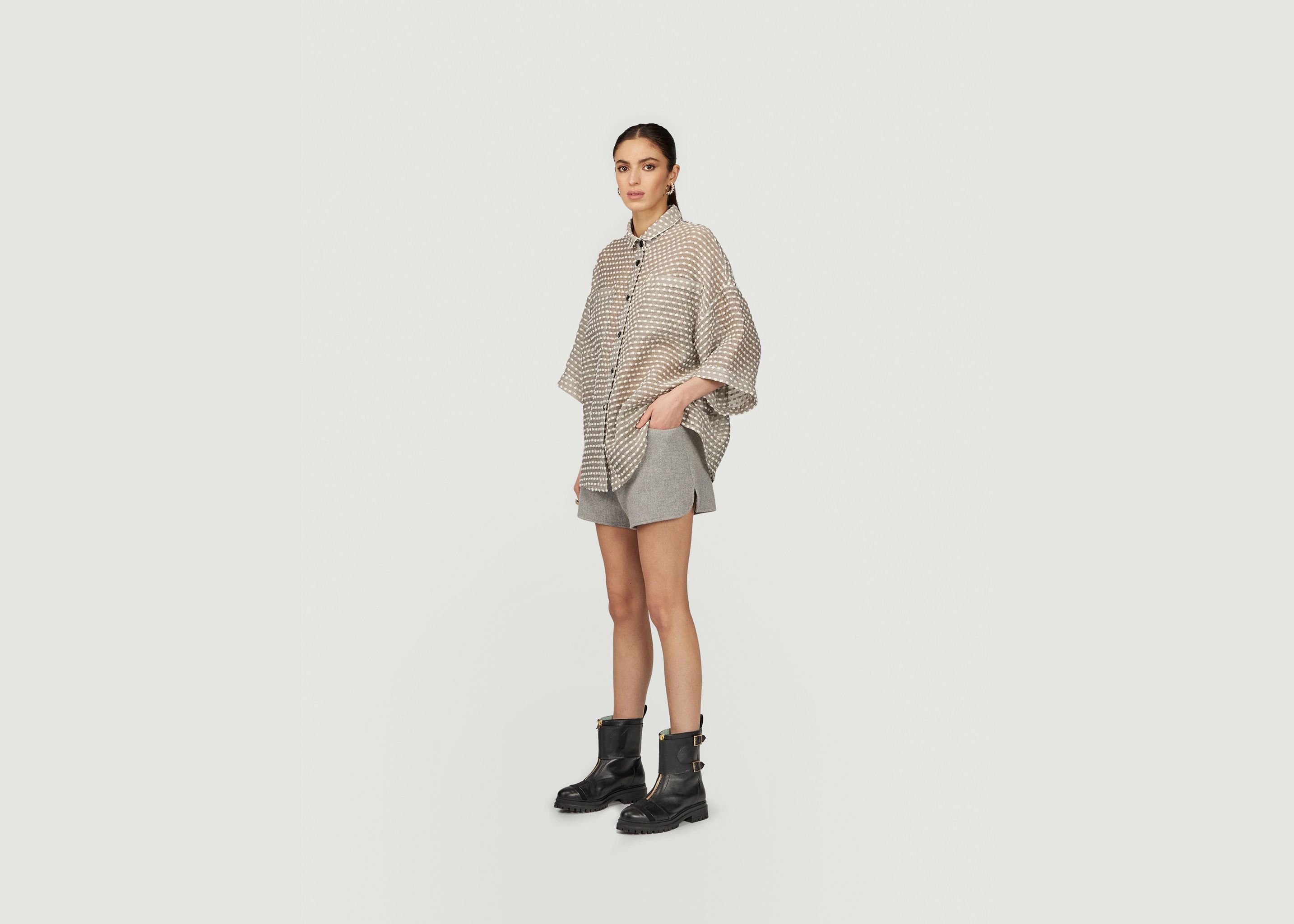 Spencer Short in Lead Woolen Cashmere - Heimstone