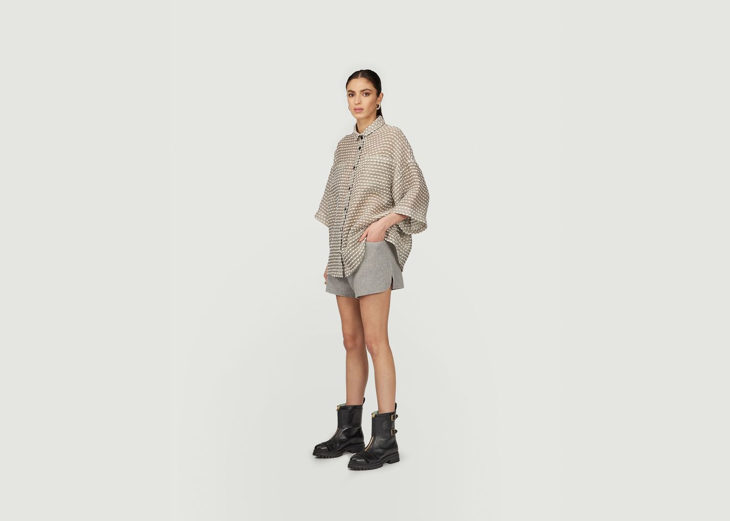 Spencer Short in Lead Woolen Cashmere - Heimstone