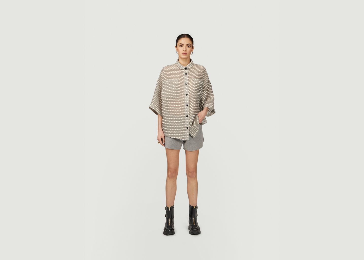 Spencer Short in Lead Woolen Cashmere - Heimstone