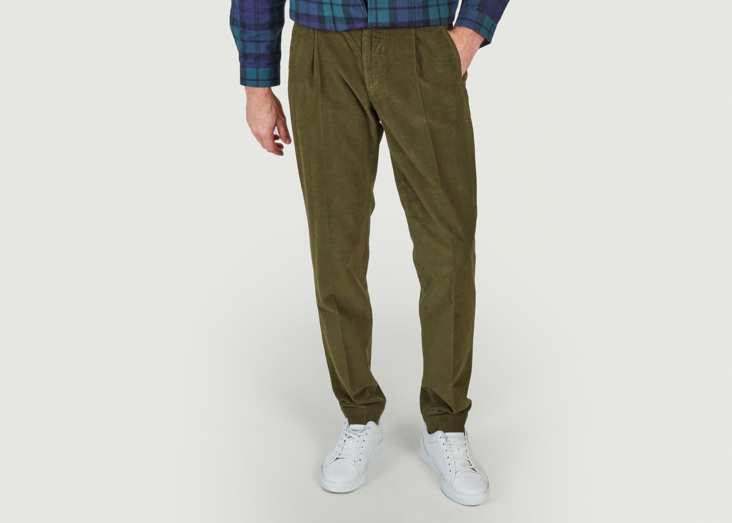 Tapered pleated corduroy pants - Incotex