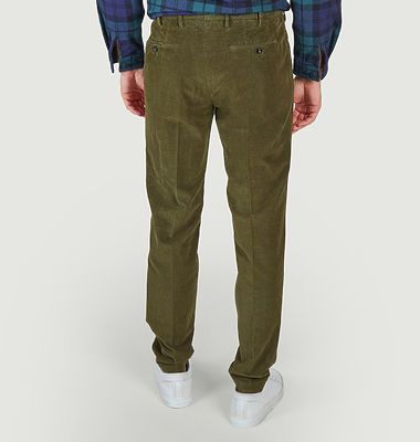 Tapered pleated corduroy pants