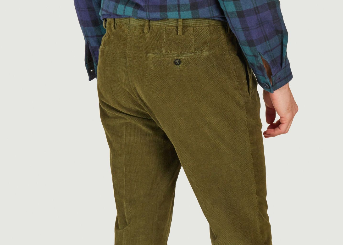 Pantalon en velours côtelé coupe tapered à plis - Incotex