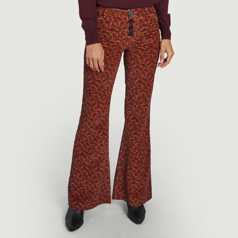 Flared corduroy pants with Charlotte pattern - Ines De La Fressange