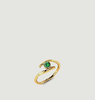 Ring aus Myrtenholz mit Smaragd