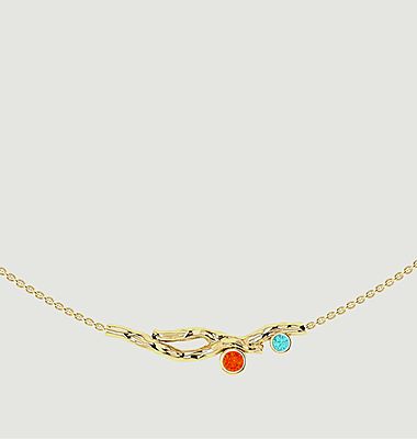 Bois Précieux necklace with white diamond and fire opal