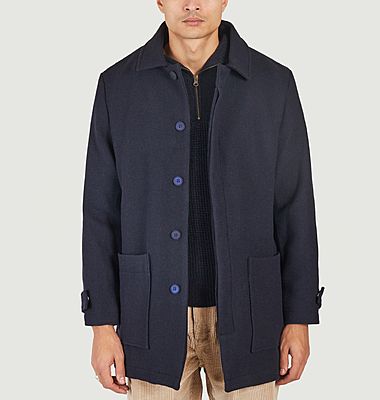 Long fitted coat in recycled wool