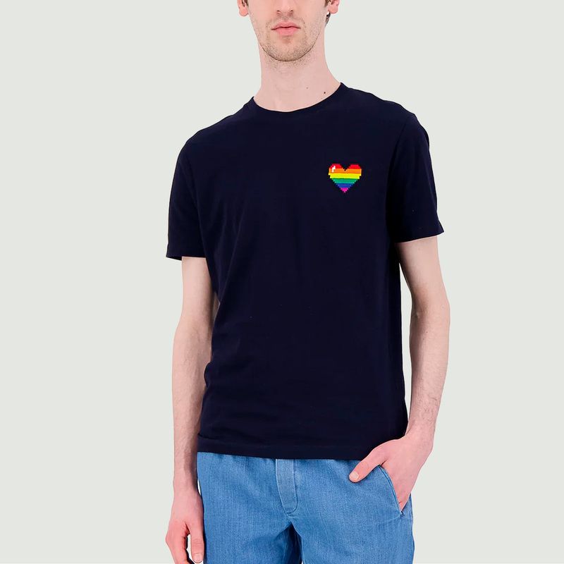 T-Shirt mit Rainbow-Pixel-Stickerei - JagVi Rive Gauche