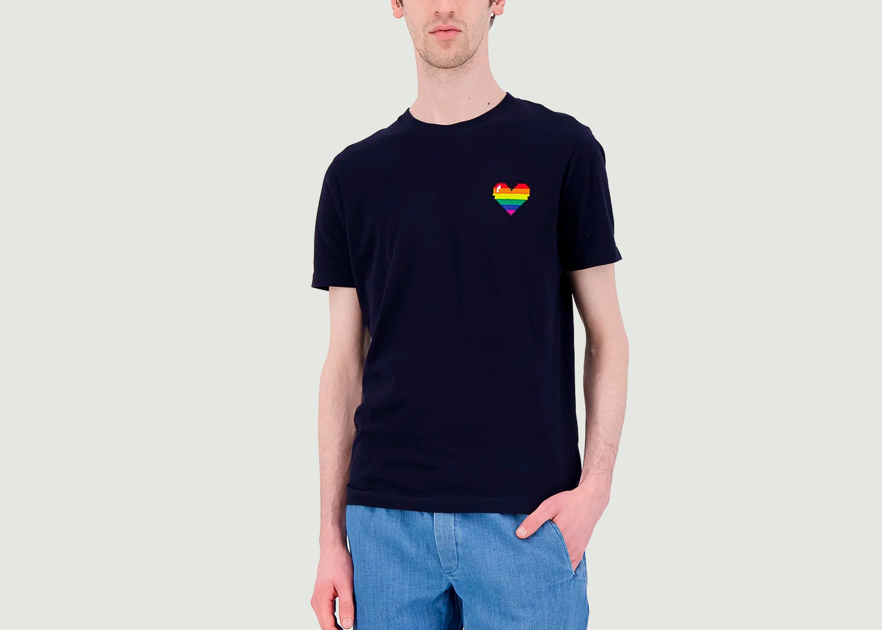 T-Shirt mit Rainbow-Pixel-Stickerei - JagVi Rive Gauche