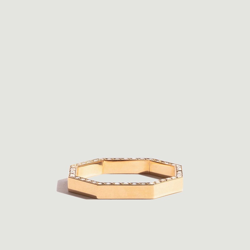Achteckiger Ring mit 3 Diamanten - JEM