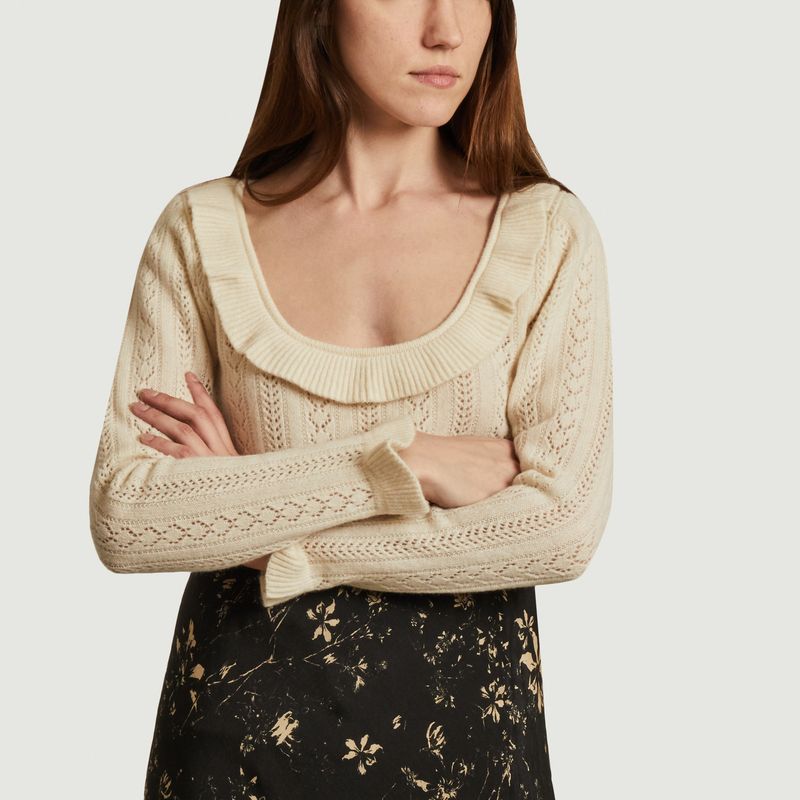 Robin ruffled openwork sweater - Jolie Jolie