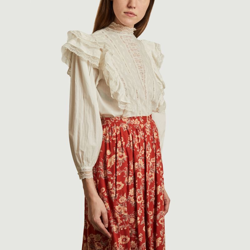 Malia blouse with ruffles, embroidery and lace - Jolie Jolie