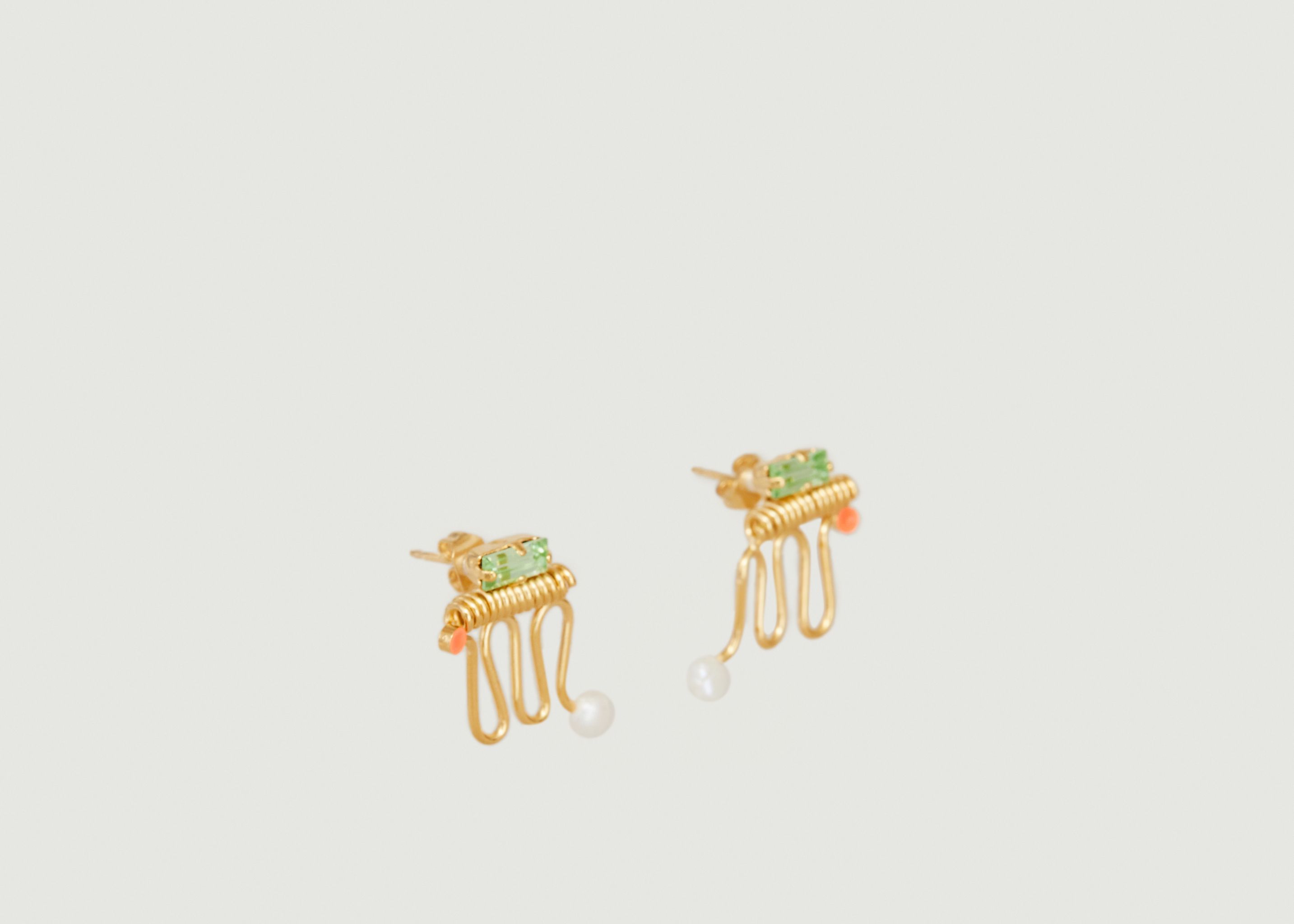 Earrings Ettore flea totem in brass gilded with 24 carat gold - Judith Benita