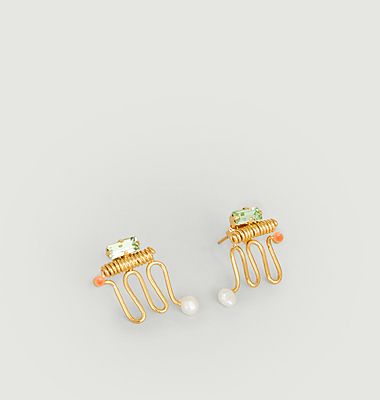 Earrings Ettore flea totem in brass gilded with 24 carat gold