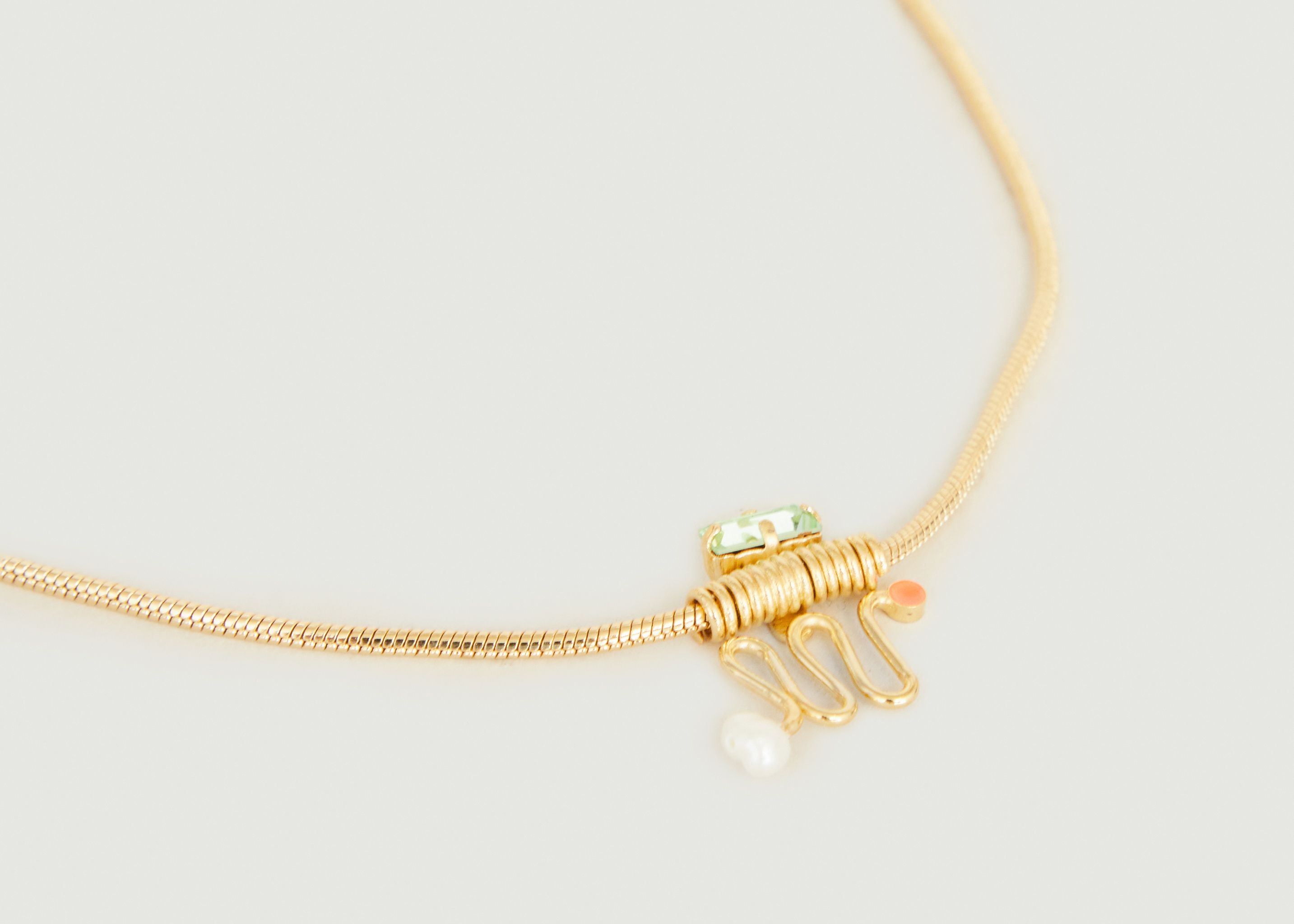 Ettore Totem necklace in 24K gold-plated brass - Judith Benita