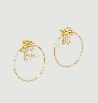 Ettore Totem brass hoop earrings gilded in 24K gold