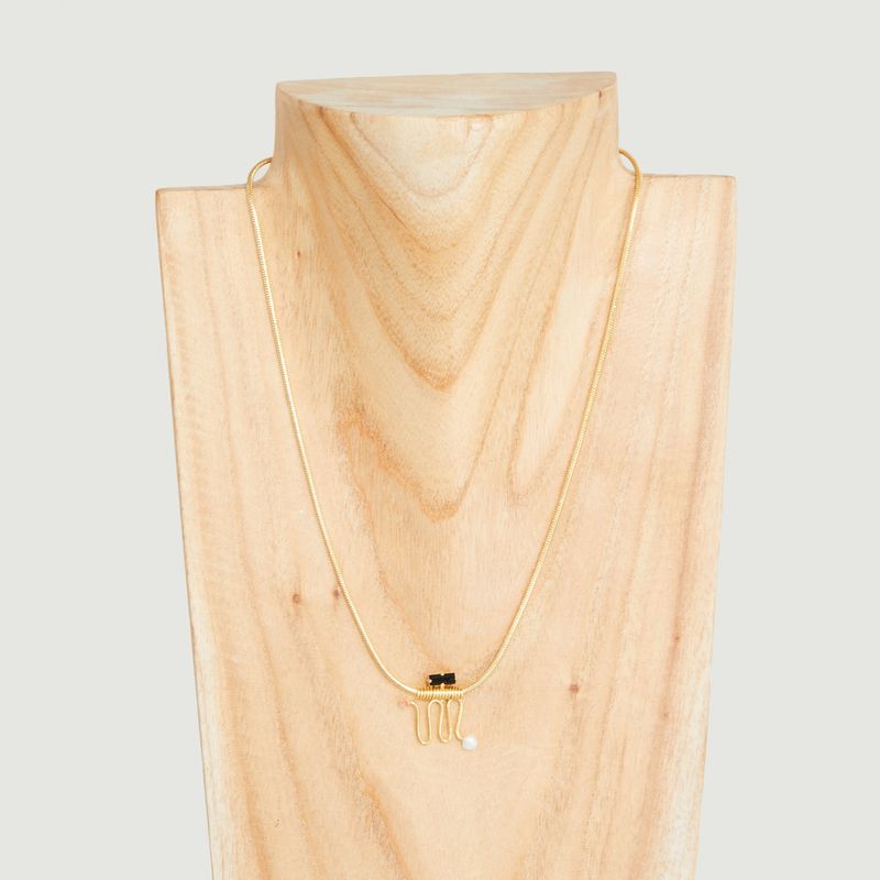 Ettore Totem necklace in 24K gold-plated brass - Judith Benita