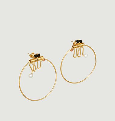 Ettore Totem brass hoop earrings gilded in 24K gold