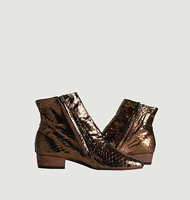 Yoko python leather flat boots