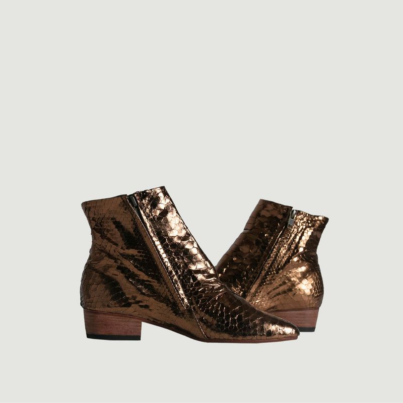 Yoko python leather flat boots - Karma Koma 