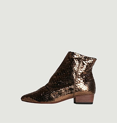 Yoko python leather flat boots