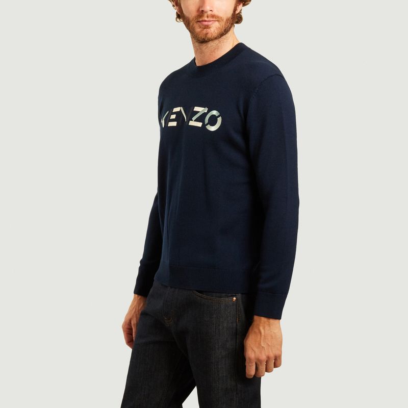 Pull logotypé en laine mérinos - Kenzo