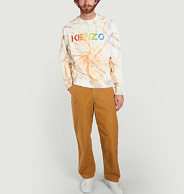 Sweatshirt mit Tie-and-Dye-Print und Siegel