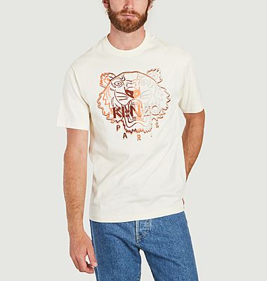 T-shirt brodé tigre en coton