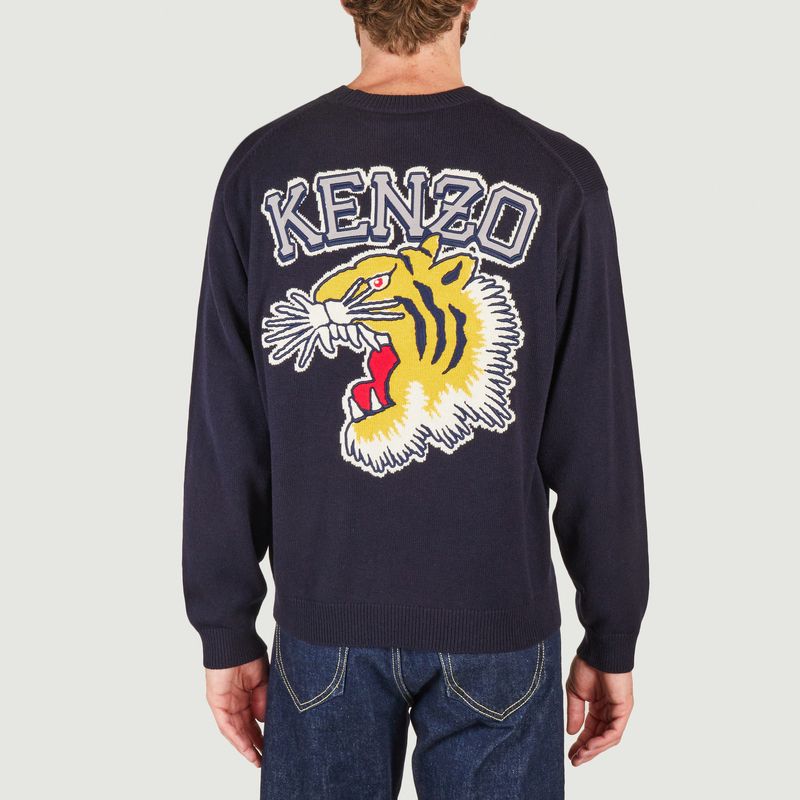 Pull siglé en laine et coton Tiger Varsity - Kenzo