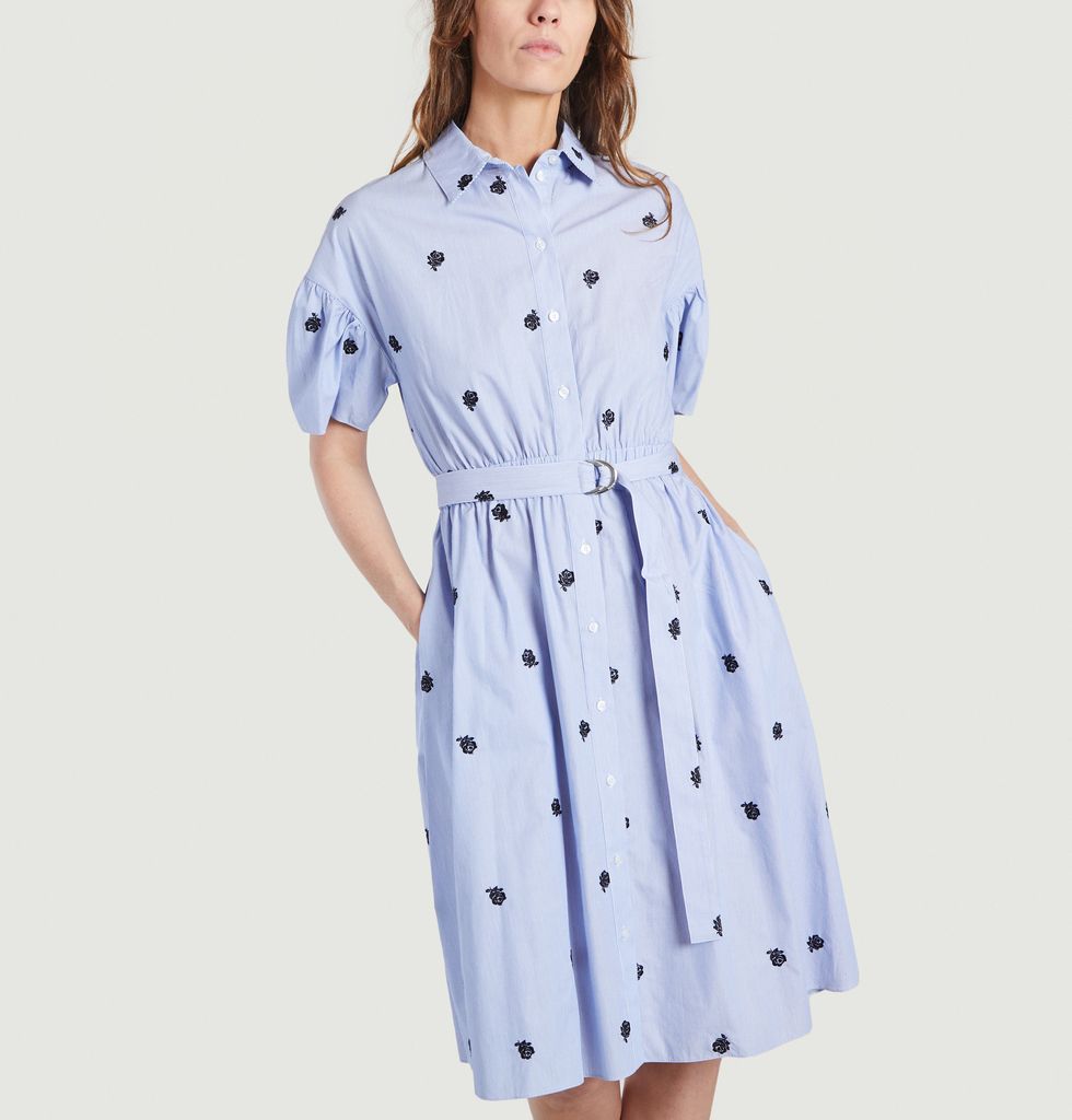 Sale Embroidered Shirt Dress Light Blue Kenzo at -60% | L
