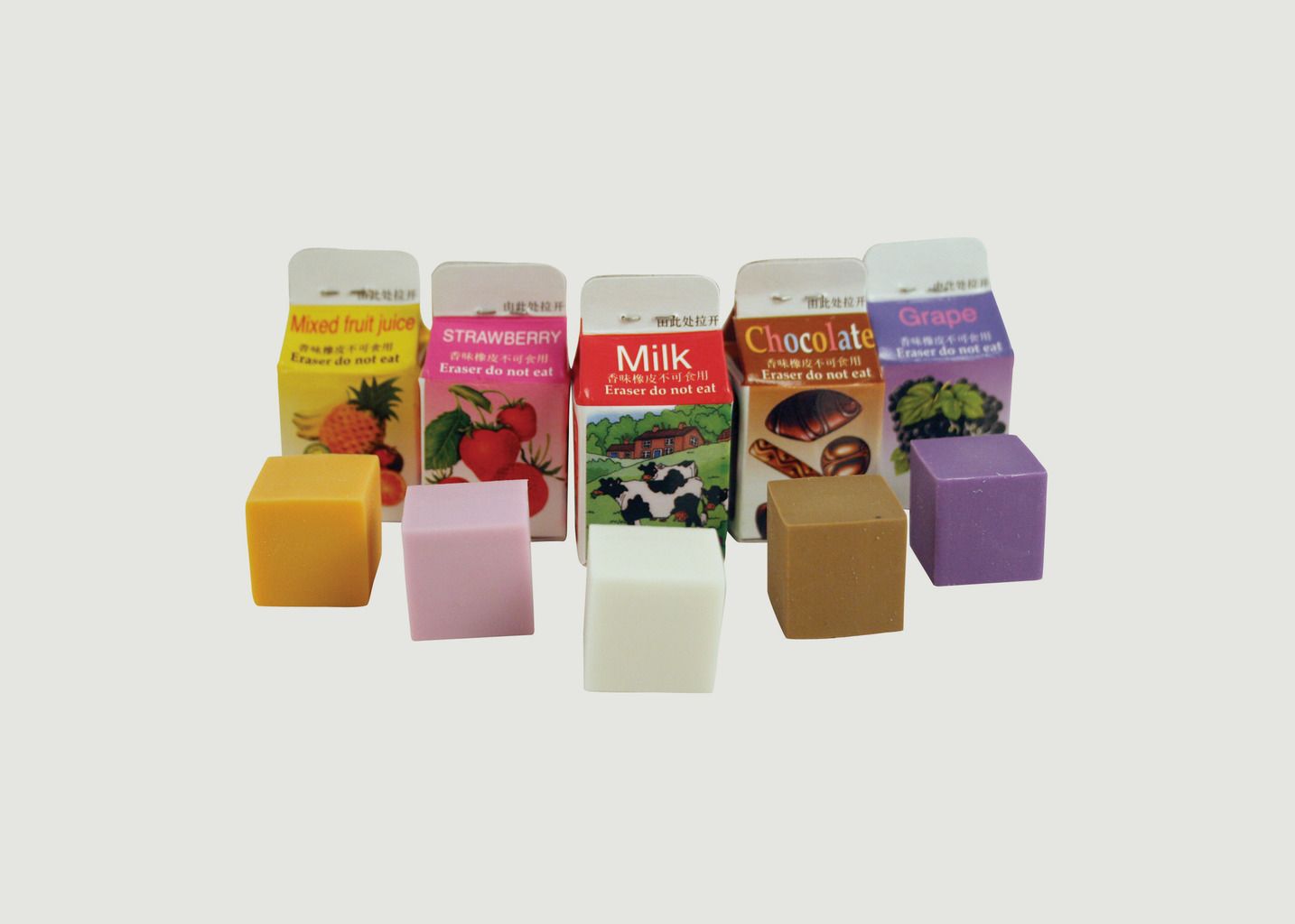 Set of 5 'Milk Carton' Rubbers - Kikkerland