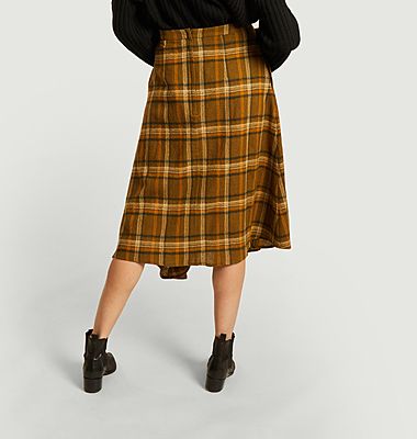 Asymmetrical checked skirt
