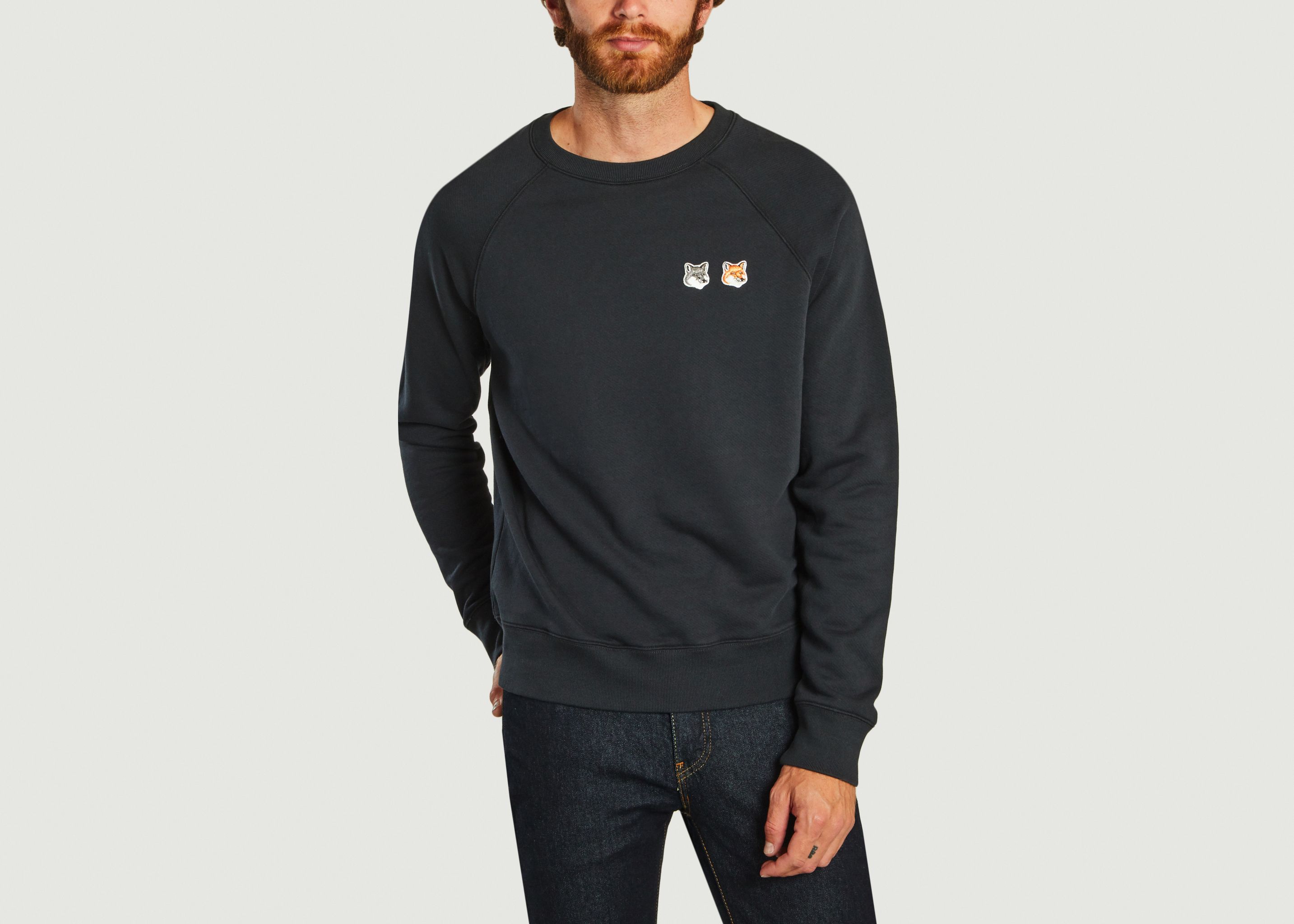 Sweatshirt mit Doppel-Fuchs-Patch - Maison Kitsuné