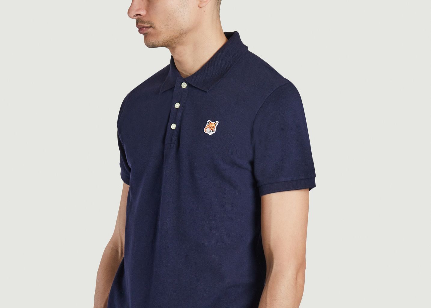 Cotton polo shirt with logo - Maison Kitsuné